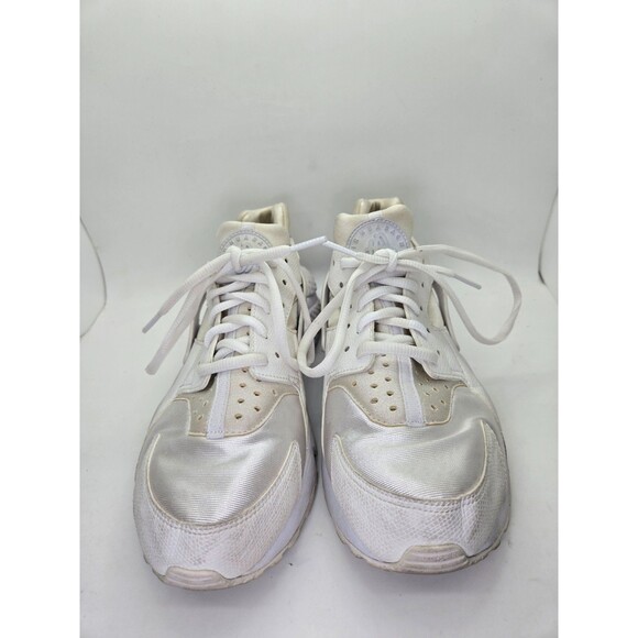 Nike Air Huarache Run Shoes Women's 8.5 Triple White Athletic Running Sneakers - Picture 2 of 8